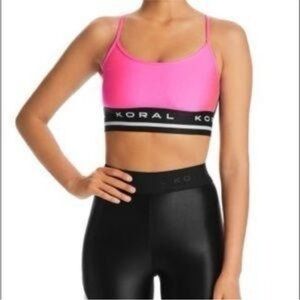 KORAL Pink and Black Synthetic Mission Bra sz S